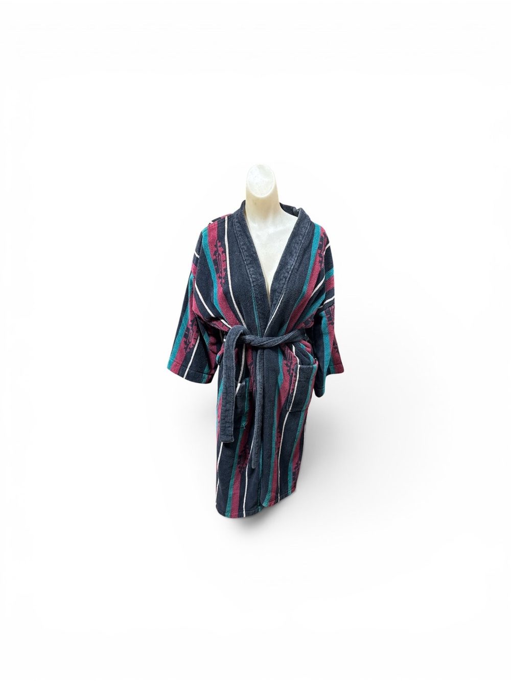 Vintage 1980s 1990s Perry Ellis Portfolio Southwest Terry Cloth Cotton Robe OS